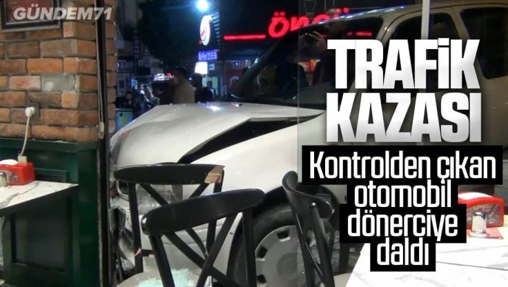 Kırıkkale’de Trafik Kazası; Kontrolden Çıkan Otomobil Dönerciye Daldı