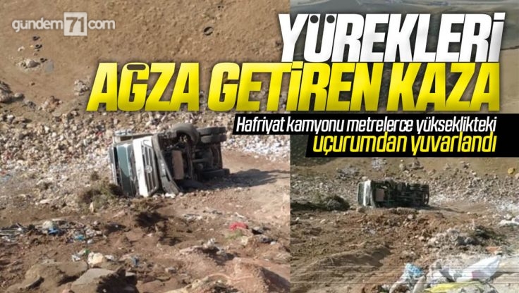 Kırıkkale’de Yürekleri Ağza Getiren Kaza; Hafriyat Kamyonu Uçurumdan Yuvarlandı