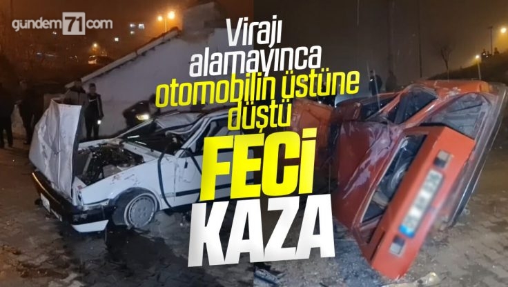 Kırıkkale’de Feci Trafik Kazası; Virajı Alamayınca Otomobilin Üzerine Düştü