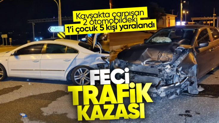 Kırıkkale’de Feci Trafik Kazası; Kavşakta Çarpışan 2 Otomobildeki 5 Kişi Yaralandı