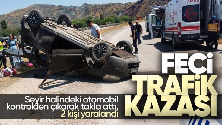 Kırıkkale’de Feci Trafik Kazası, Otomobil Kontrolden Çıkarak Takla Attı; 2 Kişi Yaralandı