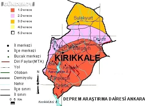 kirikkale Kırıkkale'de Fay Hattı Nereden Geçiyor? İşte Kırıkkale Deprem Haritası